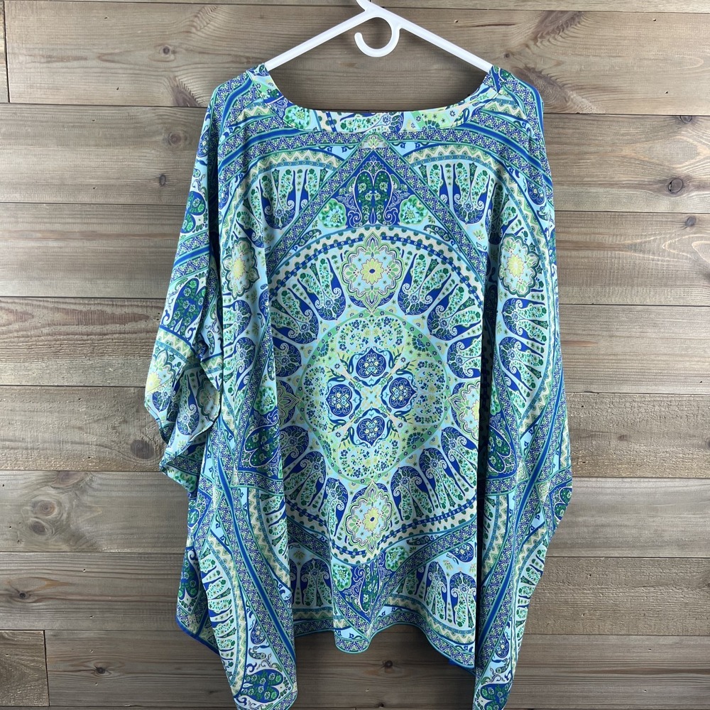 Rose + Olive Womens Shirt Medallion Print Dolman Sleeve Tunic Blouse Size 1X 2X - Picture 5 of 7